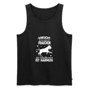 Bullterrier Hundeschule Bullie Motiv Frauchen - Männer Premium Bio Tank Top - Schwarz - Vorne - Michal (187cm)