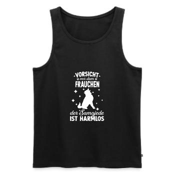 Lustiges Samojeden Frauchen Motiv Hunde Samojeden - Männer Premium Bio Tank Top - Schwarz - Vorne - Michal (187cm)
