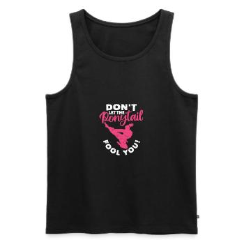 Lass dich nicht vom Pferdeschwanz täuschen Lustige - Männer Premium Bio Tank Top - Schwarz - Vorne - Michal (187cm)