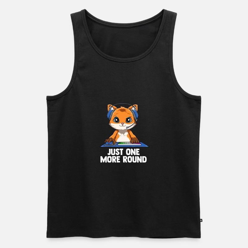 Lustige Computerspiele Videospieler Fuchs - Männer Premium Bio Tank Top - Schwarz