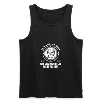 Ja das ist mein Boxer - Männer Premium Bio Tank Top - Schwarz - Vorne - Michal (187cm)
