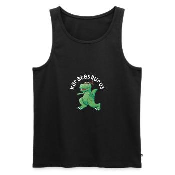 Karatesaurus Trex Karate Lustig Dinosaurier Kampf - Männer Premium Bio Tank Top - Schwarz - Vorne - Michal (187cm)