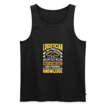 Logistics Logistician We Do Precision Guess Work - Men's Premium Organic Tank Top - black - Front - AI Model Male 178 light (178cm)