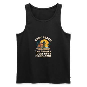 Ruby Beach Answer To All Life's Problems Vacation - Männer Premium Bio Tank Top - Schwarz - Vorne - AI Model Male 178 light (178cm)