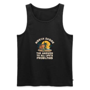 North Shore Answer To All Life's Problems - Männer Premium Bio Tank Top - Schwarz - Vorne - Michal (187cm)