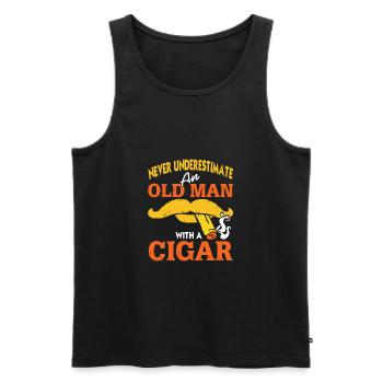 Never Underestimate An Old Man With A Cigar - Männer Premium Bio Tank Top - Schwarz - Vorne - AI Model Male 178 light (178cm)