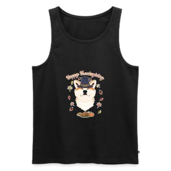 Joyeux Thanksgiving I Amoureux des chiens I Akita Inu - Débardeur bio Premium Homme - noir - Devant - Michal (187cm)