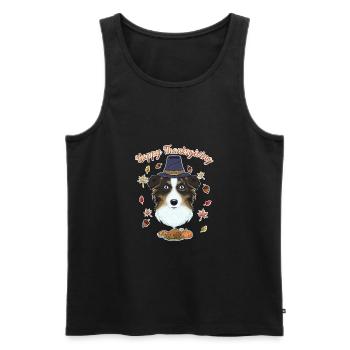 Joyeux Thanksgiving I Dog Lover I Australien - Débardeur bio Premium Homme - noir - Devant - Michal (187cm)