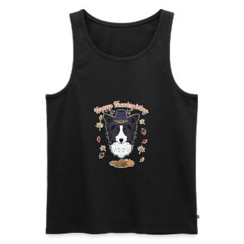 Joyeux Thanksgiving I Dog Lover I Border Collie - Débardeur bio Premium Homme - noir - Devant - Michal (187cm)