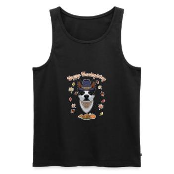 Joyeux Thanksgiving I Dog Lover I Australien - Débardeur bio Premium Homme - noir - Devant - Michal (187cm)