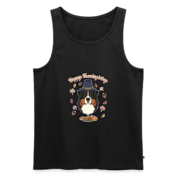 Happy Thanksgiving I Dog Lover I Bernese Mountain - Männer Premium Bio Tank Top - Schwarz - Vorne - Michal (187cm)
