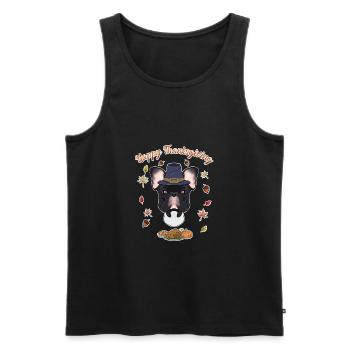 Joyeux Thanksgiving I Amoureux des chiens J’Français Bulldog - Débardeur bio Premium Homme - noir - Devant - Michal (187cm)