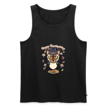 Amoureux des chats birmans I Happy Thanksgiving - Débardeur bio Premium Homme - noir - Devant - Michal (187cm)