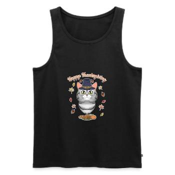 American Shorthair Cat Lover I Happy Thanksgiving - Männer Premium Bio Tank Top - Schwarz - Vorne - Michal (187cm)