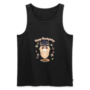 Exotic Shorthair Cat Lover I Happy Thanksgiving - Männer Premium Bio Tank Top - Schwarz - Vorne - AI Model Male 178 light (178cm)