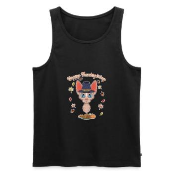 Sphynx Amoureux des chats I Joyeux Thanksgiving - Débardeur bio Premium Homme - noir - Devant - Michal (187cm)