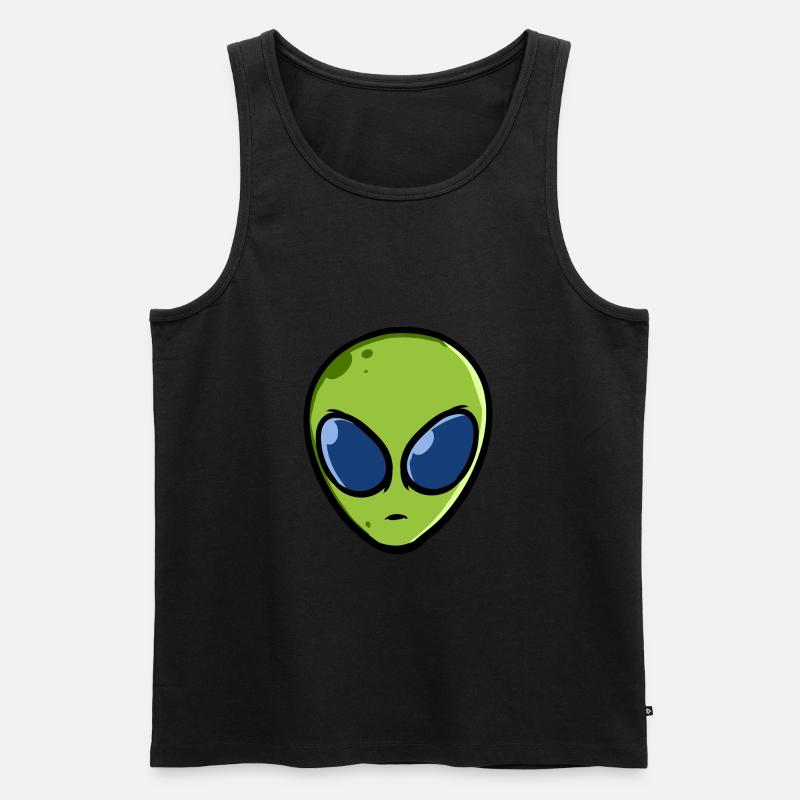 Alien / Alienkopf - Männer Premium Bio Tank Top - Schwarz