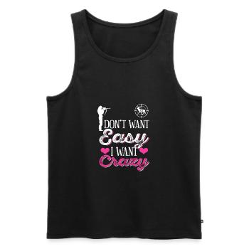 Vintage Ne veut pas facile Je veux chasse folle - Débardeur bio Premium Homme - noir - Devant - Michal (187cm)