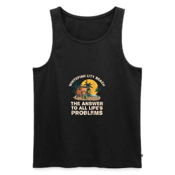 Whitefish City Beach Answer To All Life's - Männer Premium Bio Tank Top - Schwarz - Vorne - Michal (187cm)