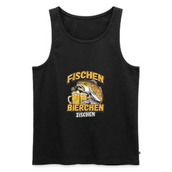 Fischen und Bierchen zischen Angeln Angler Spruch - Männer Premium Bio Tank Top - Schwarz - Vorne - Michal (187cm)