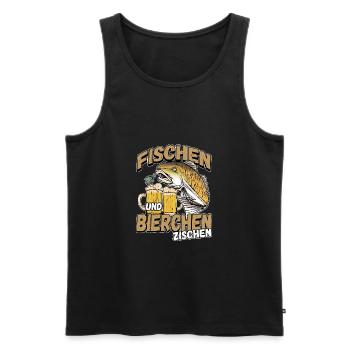Fischen und Bierchen zischen Angeln Angler Spruch - Männer Premium Bio Tank Top - Schwarz - Vorne - Michal (187cm)