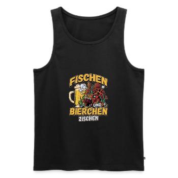 Fischen und Bierchen zischen Angeln Angler Spruch - Männer Premium Bio Tank Top - Schwarz - Vorne - Michal (187cm)