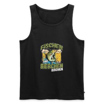 Fischen und Bierchen zischen Angeln Angler Spruch - Männer Premium Bio Tank Top - Schwarz - Vorne - Michal (187cm)
