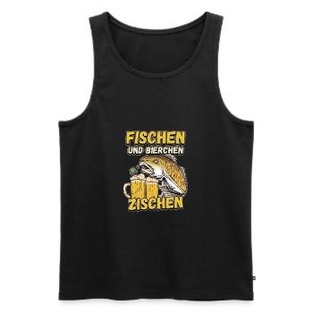 Fischen und Bierchen zischen Angeln Angler Spruch - Männer Premium Bio Tank Top - Schwarz - Vorne - Michal (187cm)