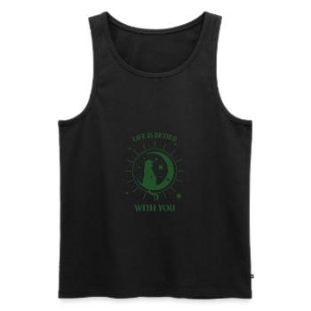 Katze im Mond - Männer Premium Bio Tank Top - Schwarz - Vorne - Michal (187cm)