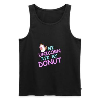 My Unicorn Ate My Donut Funny Unicorn T-Shirt - Männer Premium Bio Tank Top - Schwarz - Vorne - Michal (187cm)
