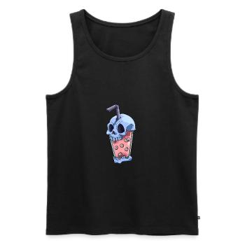 Kawaii Bubble Tea Totenkopf - Lustiger und - Männer Premium Bio Tank Top - Schwarz - Vorne - AI Model Male 178 light (178cm)