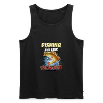 Fishing and beer that's why I'm here Fischer saying - Men's Premium Organic Tank Top - black - Front - Michal (187cm)