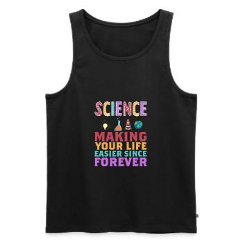 La science vous facilite la vie Drôle - Débardeur bio Premium Homme - noir - Devant - Michal (187cm)