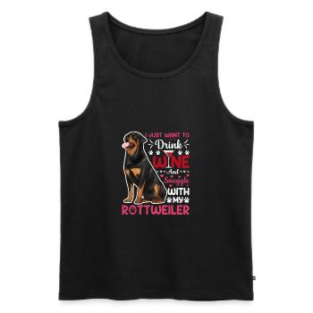 Wein Trinken Kuscheln Mit Rottweiler Hundehalter - Männer Premium Bio Tank Top - Schwarz - Vorne - Michal (187cm)