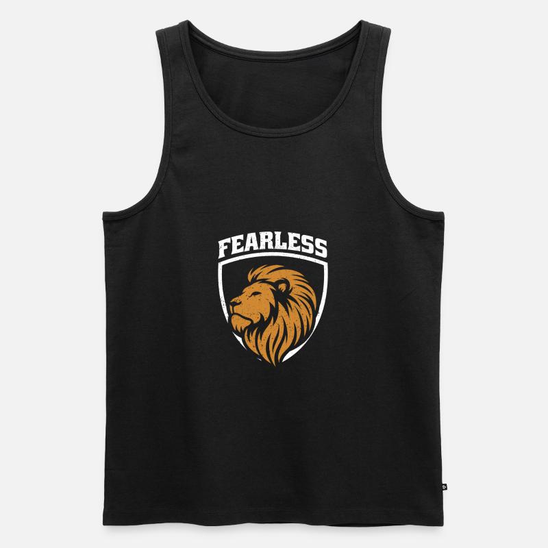 Furchtloser Löwe - Männer Premium Bio Tank Top - Schwarz