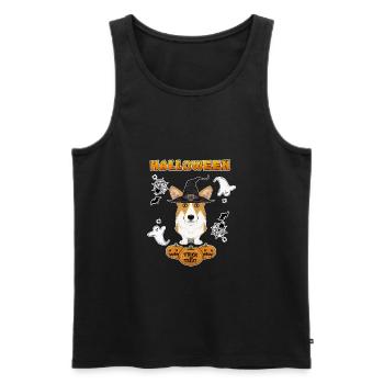 Happy Halloween I Dog Lover I Welsh Corgi - Men's Premium Organic Tank Top - black - Front - Michal (187cm)