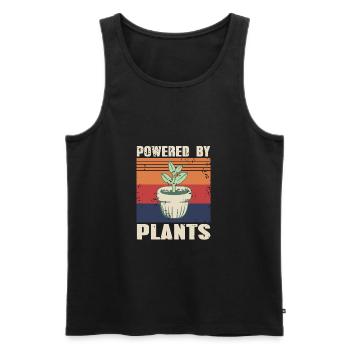Retro Vintage Powered By Plants Gardening Tea - Men's Premium Organic Tank Top - black - Front - AI Model Male 178 light (178cm)