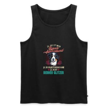 Berner Sennenhund Glitzer Haare - Männer Premium Bio Tank Top - Schwarz - Vorne - Michal (187cm)