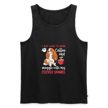Drink Coffee Cuddle With Cocker Spaniel - Men's Premium Organic Tank Top - black - Front - AI Model Male 178 light (178cm)