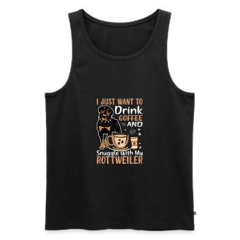 Kaffee Trinken Und Kuscheln Mit Rottweiler - Männer Premium Bio Tank Top - Schwarz - Vorne - Michal (187cm)