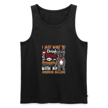 Wein Trinken Kuscheln Mit Amerikanischer - Männer Premium Bio Tank Top - Schwarz - Vorne - Michal (187cm)