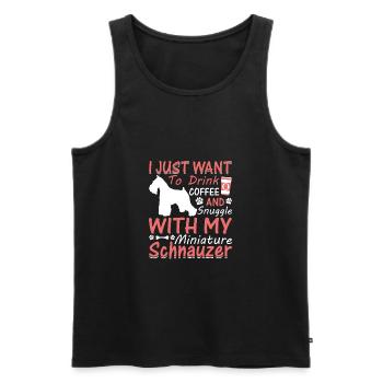 Kaffee Trinken Kuscheln Zwergschnauzer - Männer Premium Bio Tank Top - Schwarz - Vorne - Michal (187cm)