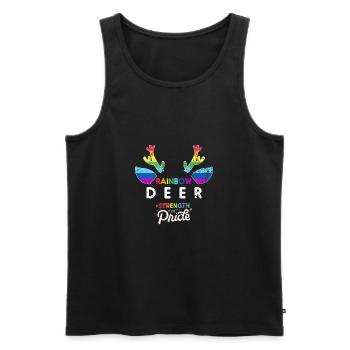 Regenbogenhirschstärke im Stolz - Männer Premium Bio Tank Top - Schwarz - Vorne - Michal (187cm)