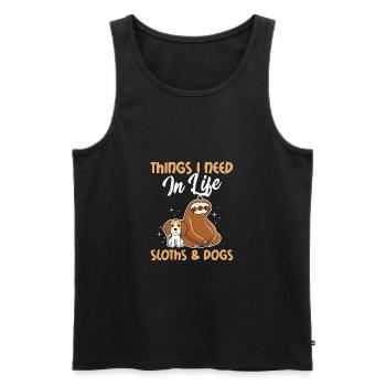 Things I Need In Life Funny Sloth Lover Dog Lover - Men's Premium Organic Tank Top - black - Front - Michal (187cm)