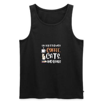 Life is better with a Coffee Cats and Books Cat - Männer Premium Bio Tank Top - Schwarz - Vorne - Michal (187cm)
