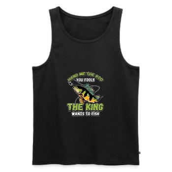 Hands Me The Rod Fools The King Will Fishing - Men's Premium Organic Tank Top - black - Front - Michal (187cm)