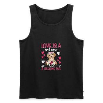 Caniche Amour Est Nez Mouillé Wobble Queue Fun - Débardeur bio Premium Homme - noir - Devant - Michal (187cm)
