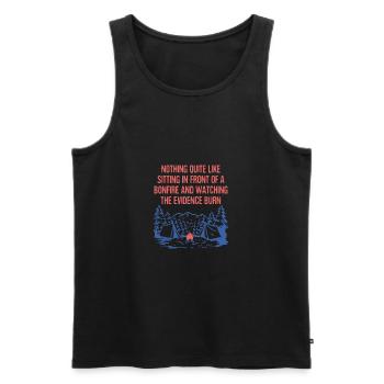 Watching the Evidence Burn Camping Funny Camper - Men's Premium Organic Tank Top - black - Front - AI Model Male 178 light (178cm)