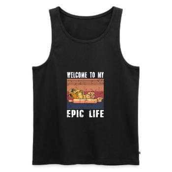 Retro Vintage Welcome To My Epic Life Baker Tea - Men's Premium Organic Tank Top - black - Front - Michal (187cm)