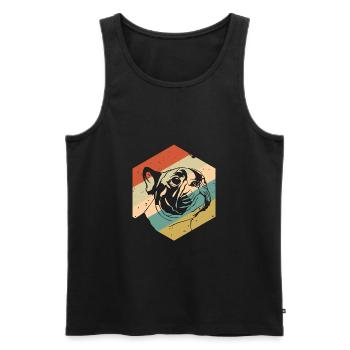 Retro Vintage Mops - Männer Premium Bio Tank Top - Schwarz - Vorne - Michal (187cm)